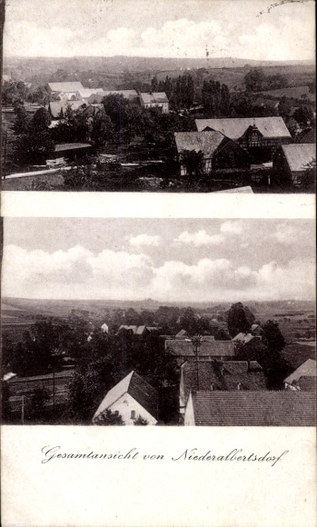 Ak Niederalbertsdorf Langenbernsdorf in Sachsen, Gesamtansicht von  Landschaft, Gebäude, ländlich