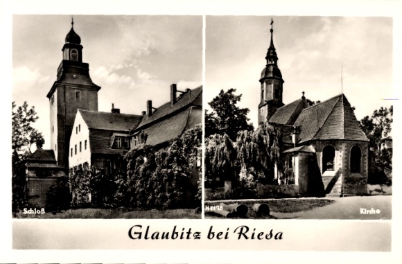 PC Glaubitz on the Elbe, front: Glaubitz Castle near Riesa, church