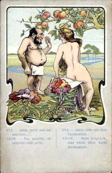 Chromo-Litho Adam and Eve, lend me your handkerchief