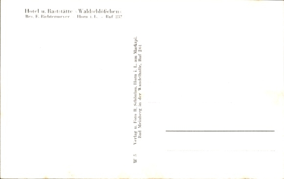 Postcard Horn Bad Meinberg North Rhine Westphalia, Hotel and Rest Area Waldschlösschen