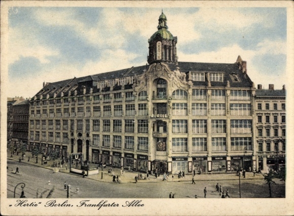 Postcard Berlin Friedrichshain, Hertie Department Store, Frankfurter Allee