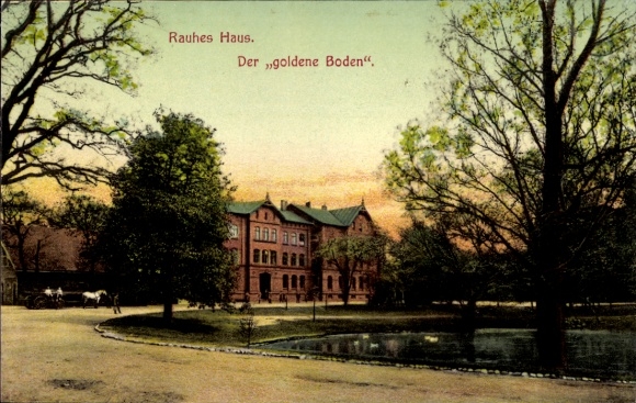Postcard Hamburg Mitte Horn, Rough House, the Golden Soil, Pond