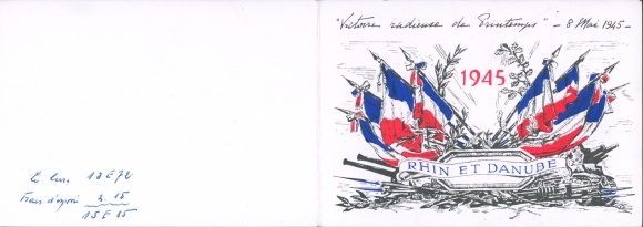 Folding PC Rhin et Danube, French army, May 8, 1945, signature Roetsch