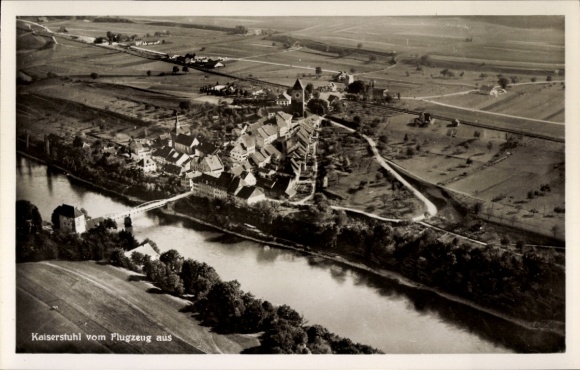 Ak Kaiserstuhl am Rhein Kt. Aargau Schweiz?, Fliegeraufnahme