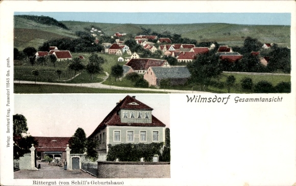 Ak Wilmsdorf Bannewitz Sachsen, Rittergut (von Schill's Geburtshaus), Gesammtansicht, Landschaft 