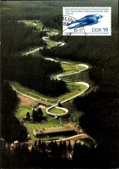 PC Oberhof in the Thuringian Forest, stamp, XXIV. Luge World Championships 1985