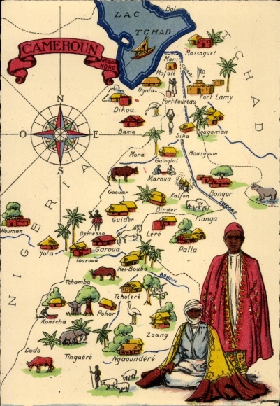 Landkarten Ak Kamerun, Lac Tchad