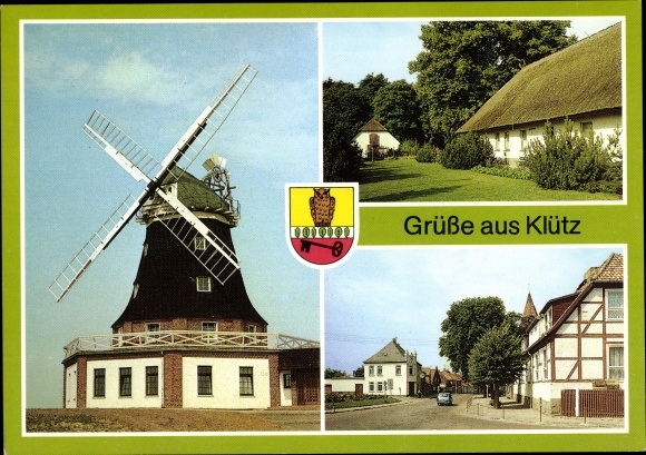 Postcard Klütz in Mecklenburg, windmill, holiday home VEB DEFA copy works Berlin