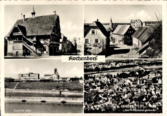 Ak Kochendorf Bad Friedrichshall in Württemberg, Altes Rathaus, Blick auf Kirche Schloss, SlaaHic