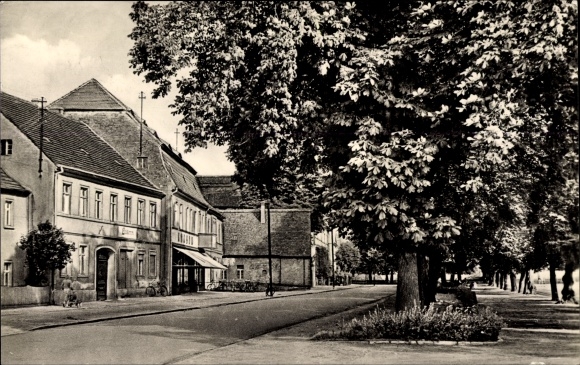 Postcard Annaburg in Saxony Anhalt, Karl Marx Square with Kastanienallee