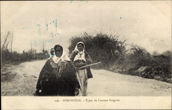 Postcard Sorowitch Bulgaria, Types de femmes Bulgares