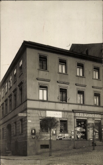 Foto Ak Elsterberg im Vogtland, Geschäft von H. R. Kegel