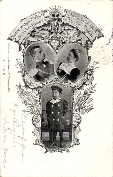 Postcard Regensburg, Prince Albert of Thurn and Taxis, Margarethe, Hereditary Prince Franz Joseph