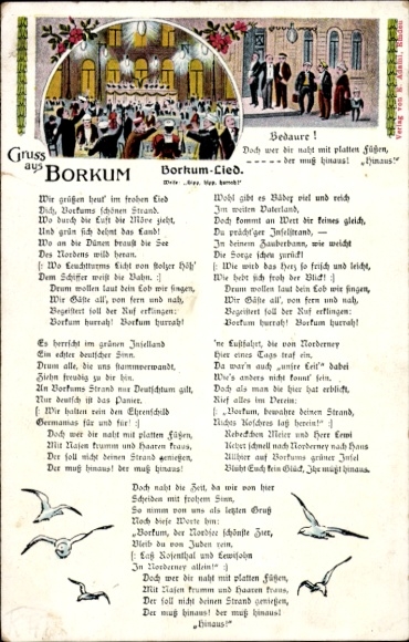 Judaika Song Postcard Borkum Song, Flat Feet, Anti Jewish