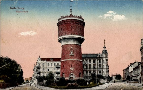 Postcard Tschernjakhovsk Insterburg East Prussia, water tower