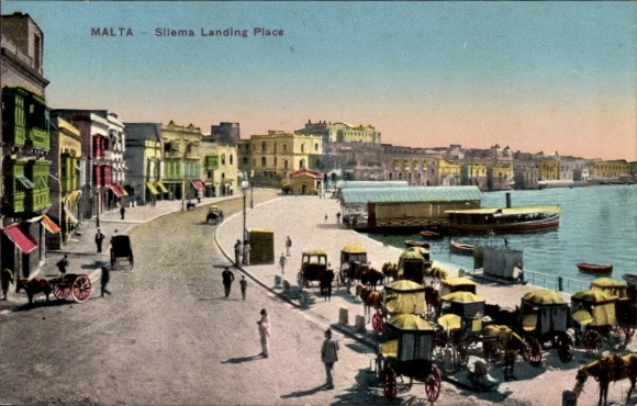Postcard Sliema Malta, landing place, promenade