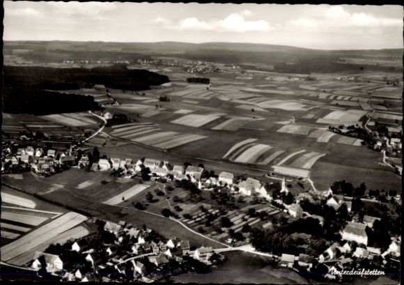 Postcard Unterdeufstetten Fichtenau in Württemberg, aerial photograph