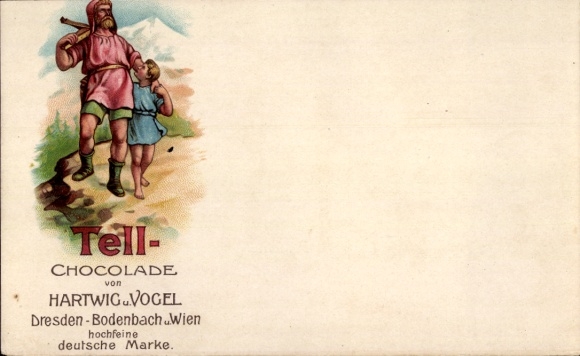 Ak Tell Schokolade, Hartwig en Vogel, reclame, Dresden, Bodenbach, Wenen