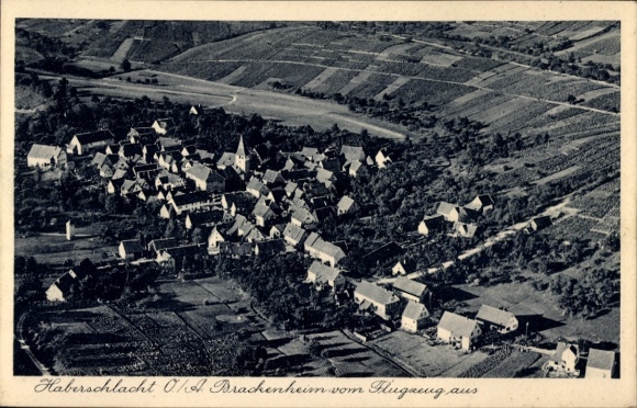 Postcard Haberschlacht Brackenheim an der Zaber Württemberg, aerial view of Haberschlacht, houses, fields