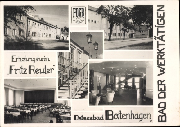 Postcard Baltic resort Boltenhagen, FDGB convalescent home Fritz Reuter, bath of the working people