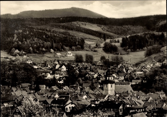 PC Steinbach Hallenberg in the Thuringian Forest, town view with Hermannsberg