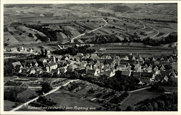 Postcard Bieberehren in Lower Franconia, aerial photograph