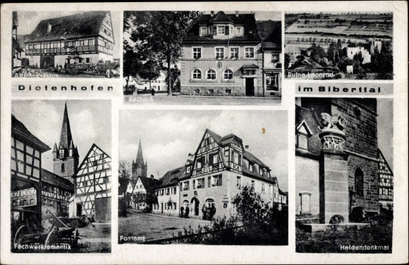 Ak Dietenhofen in Mittelfranken, Rathaus, Ruine Leonrod, Fachwerkhaus, Post, Heldendenkmal