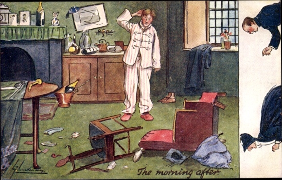 Artist Postcard Thackeray, Lance, The Morning After, Man in Pajamas