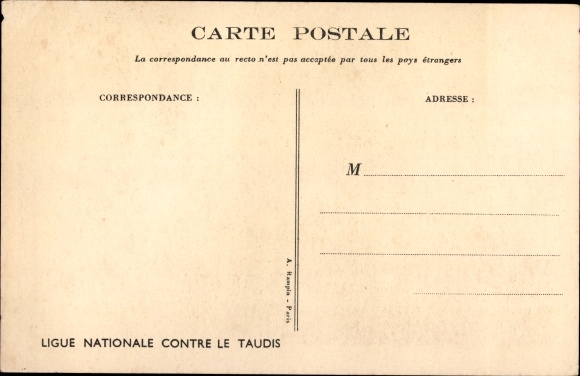 Artist Postcard Poulbot, Francisque, Still the water that is frozen, National League against the Taudis