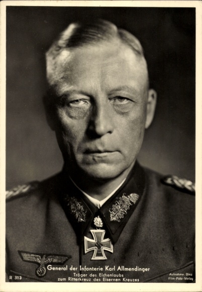 Ak Ritterkreuzträger General der Infanterie Karl Allmendinger, Eichenlaub, Wehrmacht