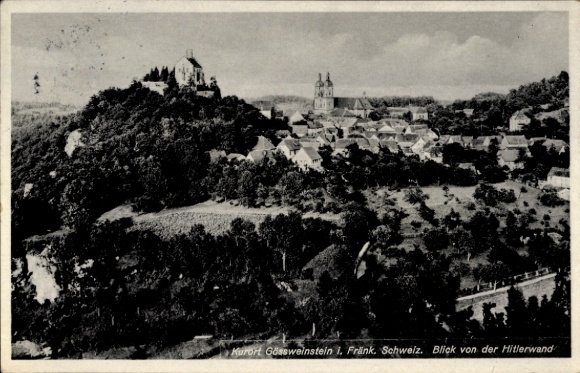 Postcard Gößweinstein Franconian Switzerland, view from the wall of the town