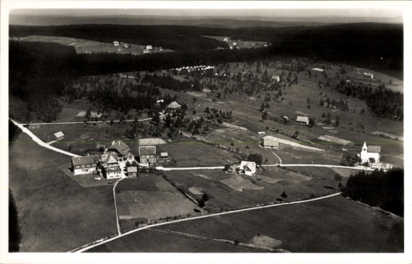 Postcard Kniebis Freudenstadt in the Black Forest, aerial photograph, guest house Ferienheim z. Schwarzwald