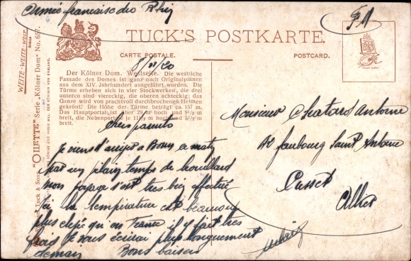 Artist Postcard Flower, Charles, Cologne on the Rhine, west side of the cathedral