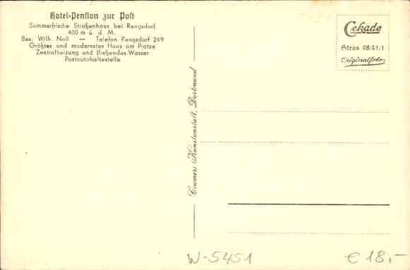 Postcard Straßenhaus Westerwald Rhineland Palatinate, Hotel zur Post, Hall, Owner Wilh. Noll