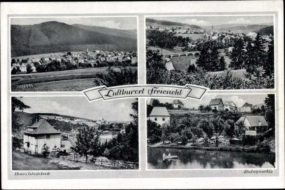 Ansichtkaart Freiohl Meschede in het Sauerland, overzicht, Haus Westelock