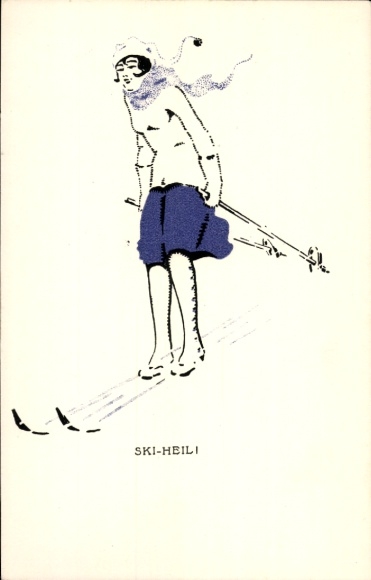 Künstler Ak Ski-Heil, Skiläuferin