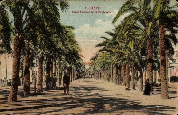 Ak Alicante Valencia España, Paseo Central de la Explanada