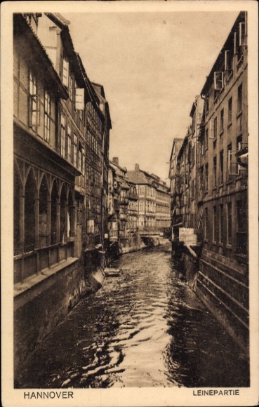Postcard Hannover in Lower Saxony, Leine section, canal, houses on the water
