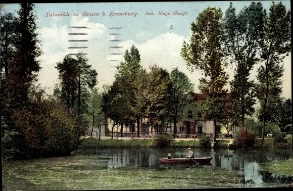 Postcard Gessen Kauern district of Greiz, Talmühle inn, boat trip