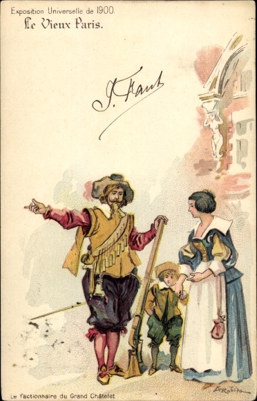 Postcard Paris, Universal Exhibition of 1900, Old Paris, The sentry of the Grand Chatelet