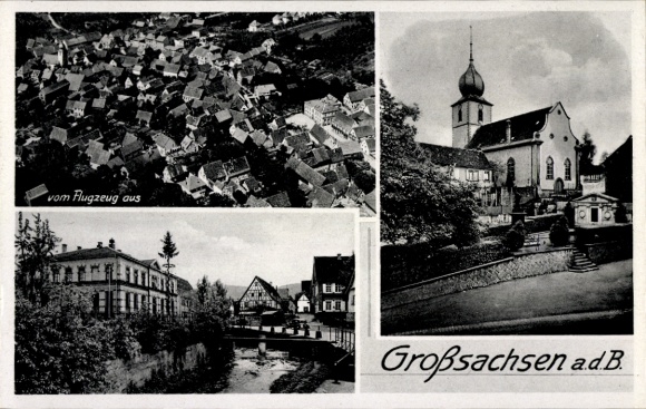 Postcard Großsachsen Hirschberg an der Bergstraße, aerial photograph