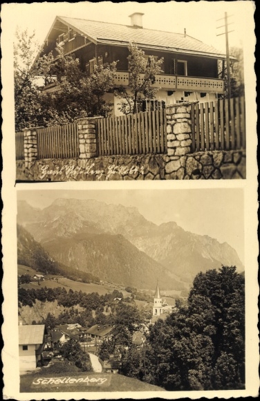 Photo Postcard Marktschellenberg Oberbayern, house Resi Lenz, house no. 64 1/2, valley view of the town