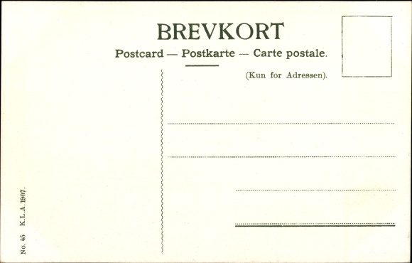 Postcard Woman in Danish Folk Costume, Basket, River