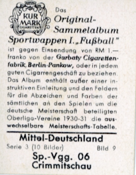 Obraz kolekcjonerski herb sportowy, piłka nożna, Niemcy Środkowe, SV 06 Crimmitschau, zdjęcie nr 9