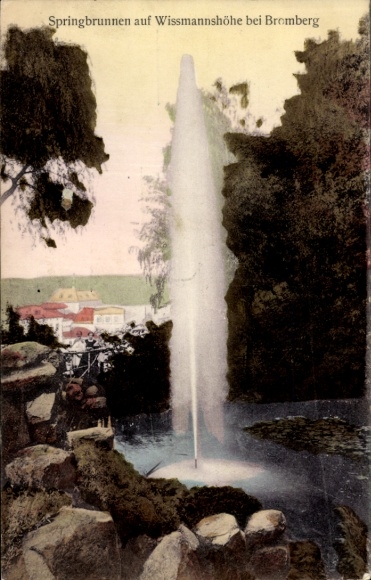 Ak Bydgoszcz Bromberg Westpreußen, Springbrunnen auf Wissmannshöhe