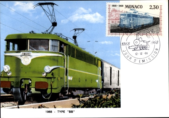 Maximum Postcard Monegasque Railway, Tram ?, Type BB, 1968