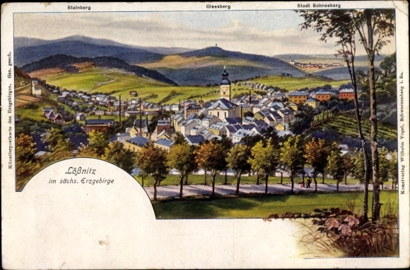Artist PC Lößnitz in the Ore Mountains, general view, Steinberg, Gleesberg, city of Schneeberg