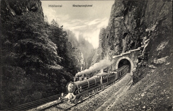 PC Buchenbach in the Black Forest, Hirschsprung in Höllental, tunnel, steam locomotive