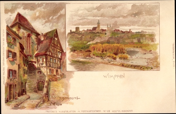 Artist Chromo-Litho Schmohl, P., Bad Wimpfen am Neckar, street section, general view