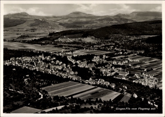 Postcard Gingen an der Fils, aerial photograph